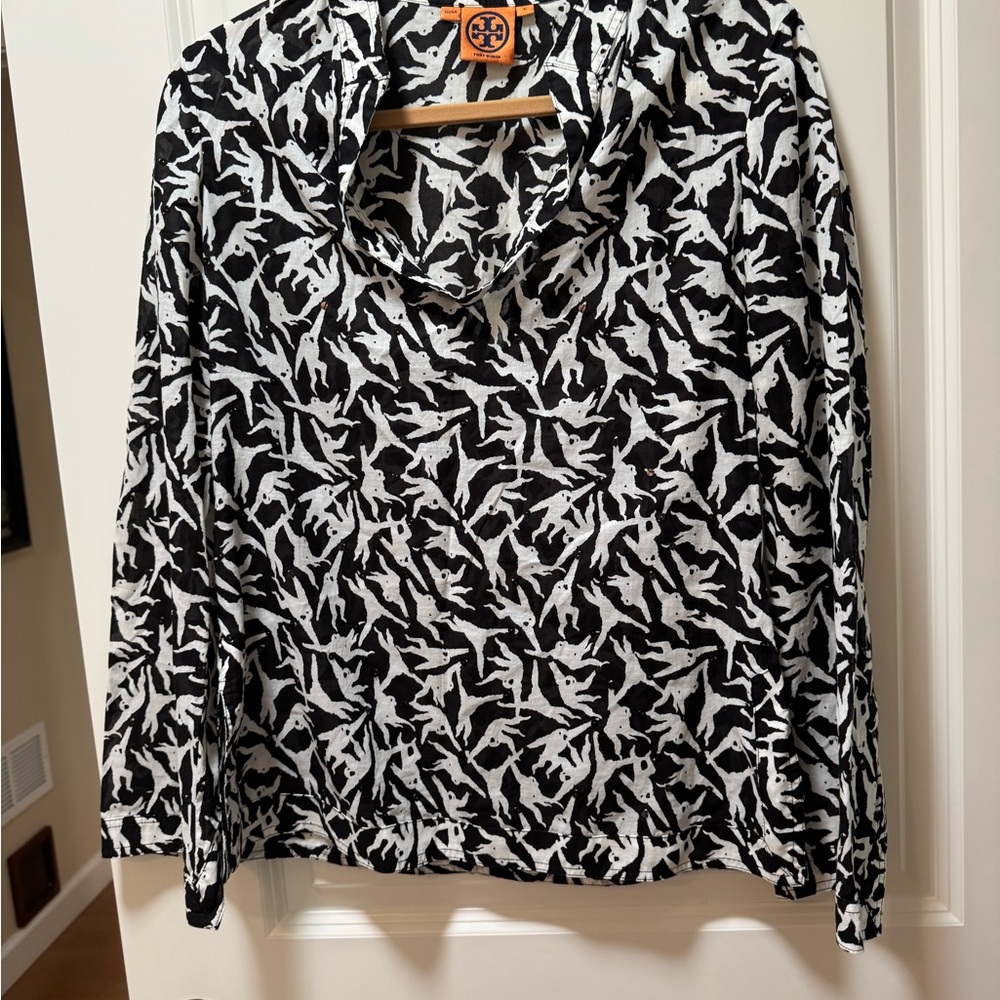 Tory Burch Monochrome Patterned Button Down Shirt - image 1